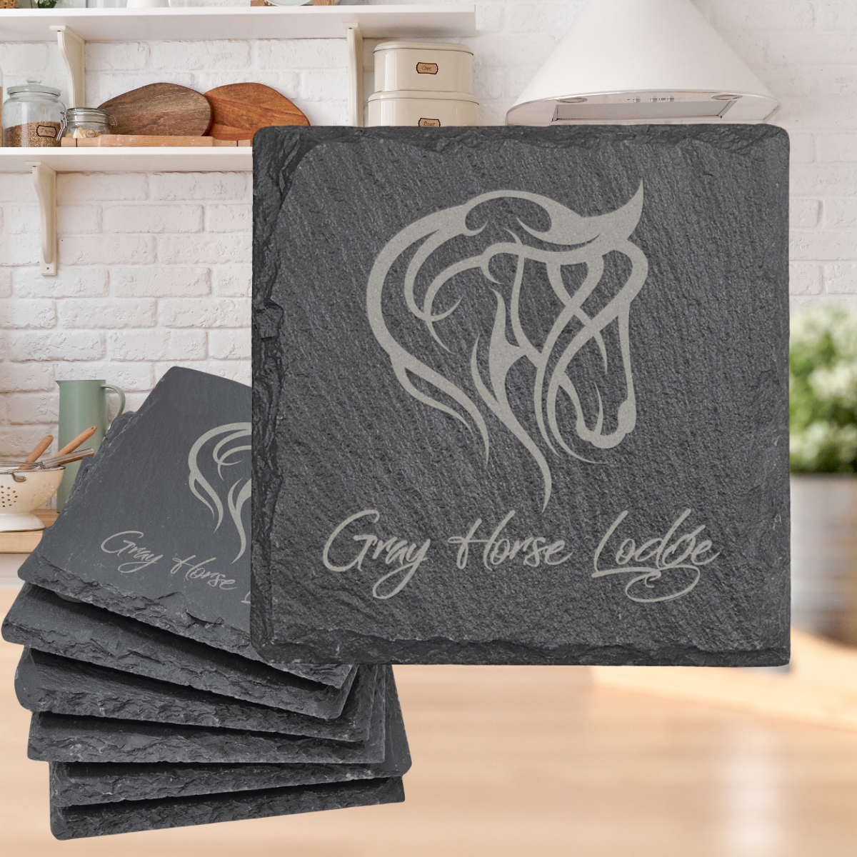 4" x 4" Square Slate Coaster