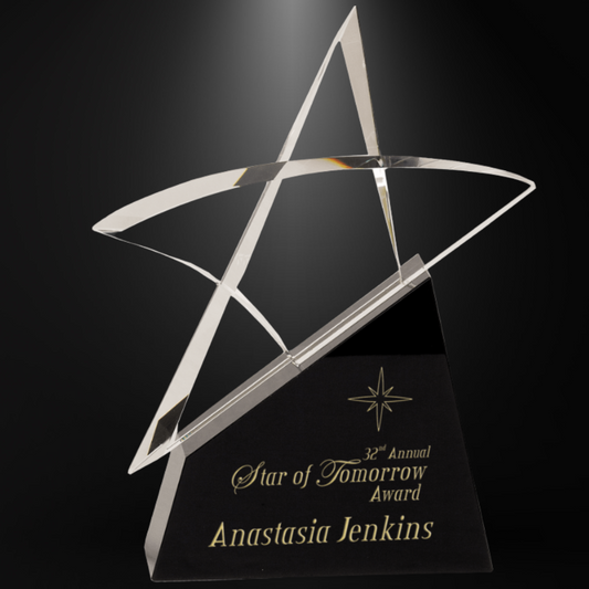 9 1/2" Clear Crystal Outline Star on Black Base