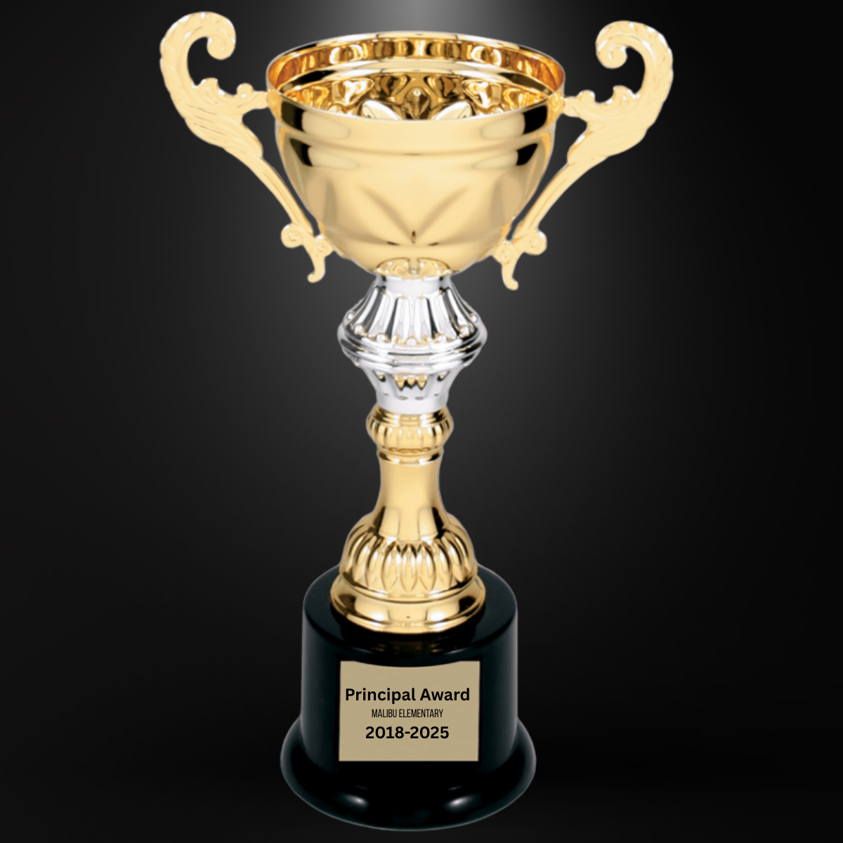8 3/4" Gold Completed Metal Cup Trophy on Plastic Base