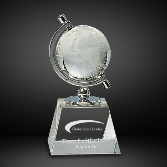 6" Crystal Spinning Globe on Clear Base