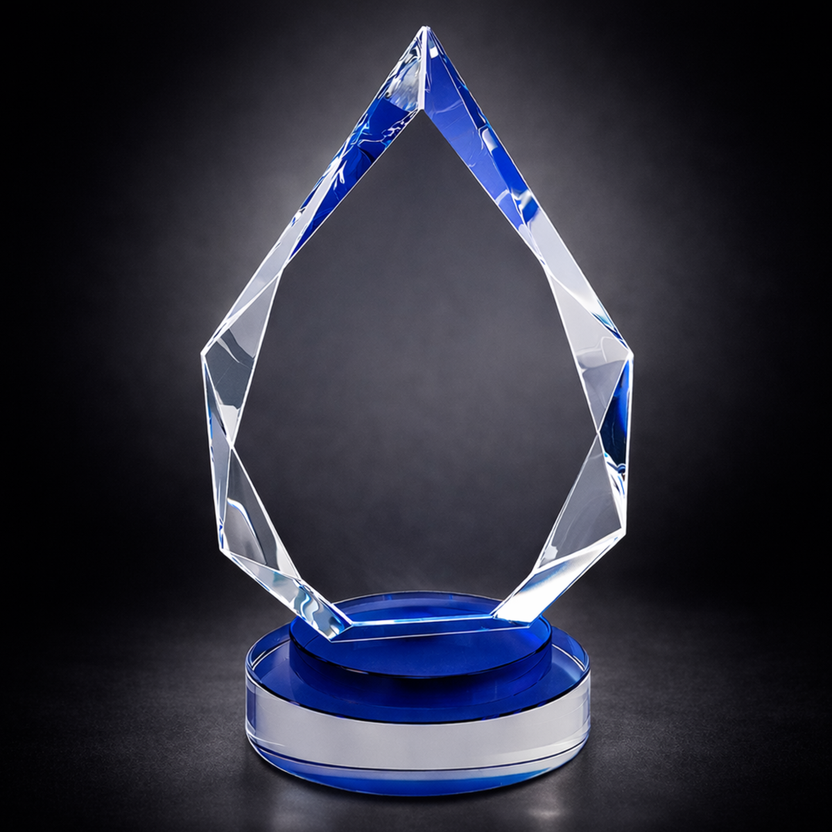 8 1/4" Diamond Crystal on Blue & Clear Round Base