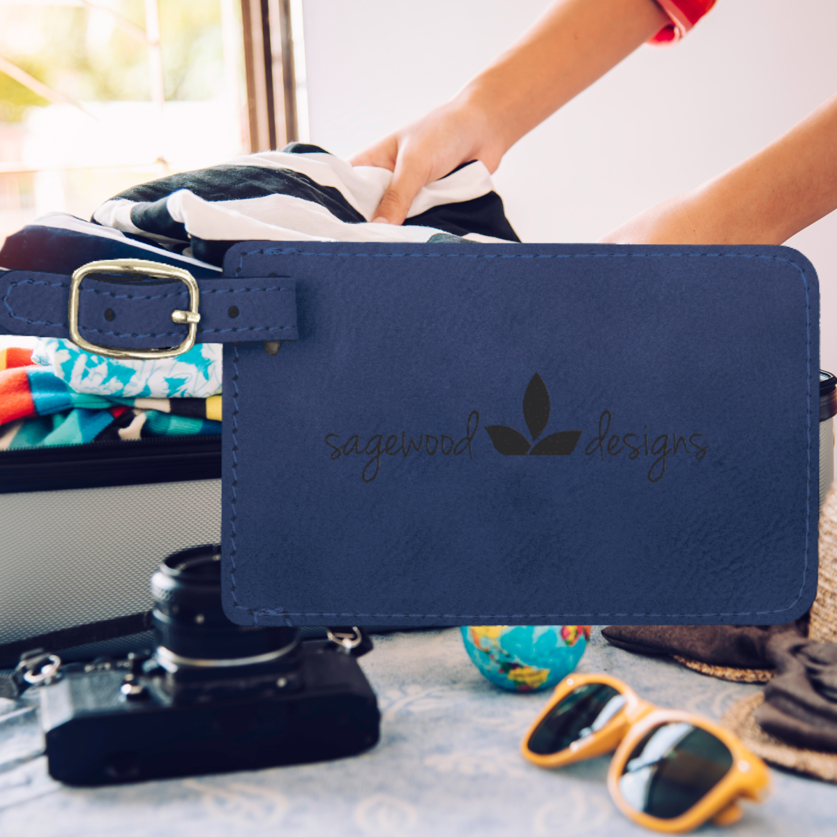 4 1/4" x 2 3/4" Laserable Leatherette Luggage Tag