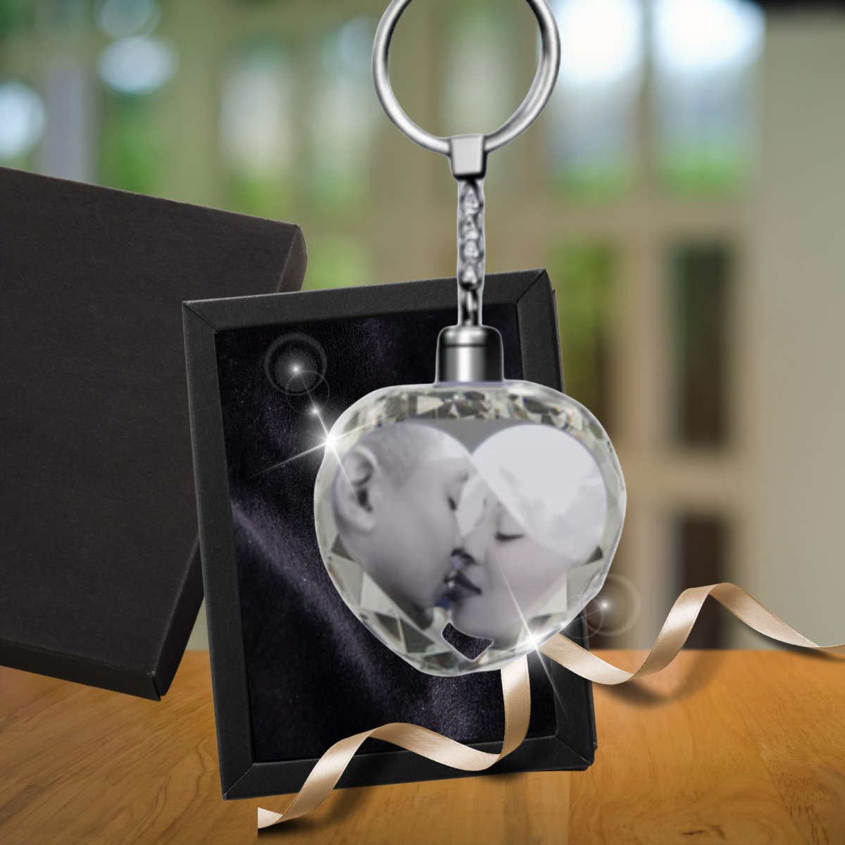 3D Crystal Heart Keychain