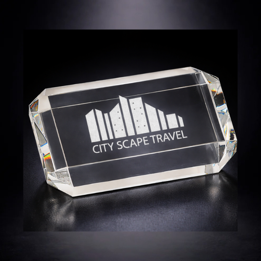 4" Crystal Clear Clipped Corners Rectangle Paperweight