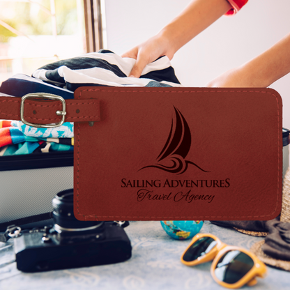 4 1/4" x 2 3/4" Laserable Leatherette Luggage Tag