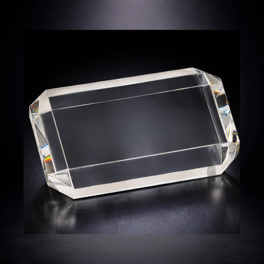 4" Crystal Clear Clipped Corners Rectangle Paperweight