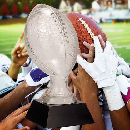 13 3/4" Glass Football with Black Marble Base