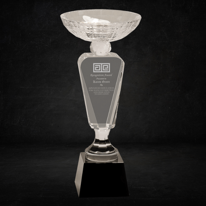 12" Clear Crystal Cup with Black Pedestal Base