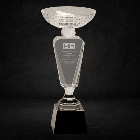12" Clear Crystal Cup with Black Pedestal Base
