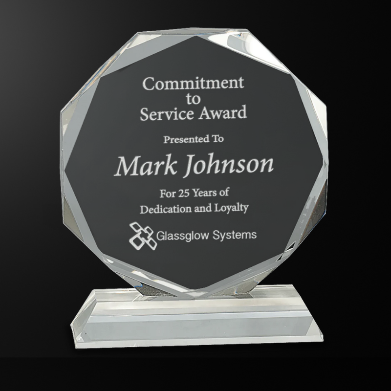 6" Clear Crystal Octagon on Clear Pedestal Base