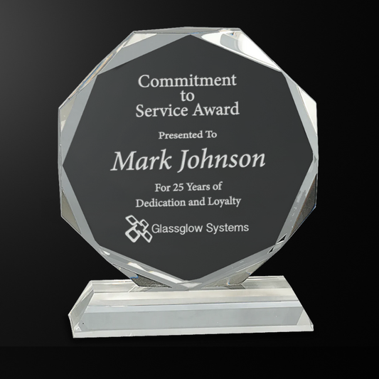 6" Clear Crystal Octagon on Clear Pedestal Base