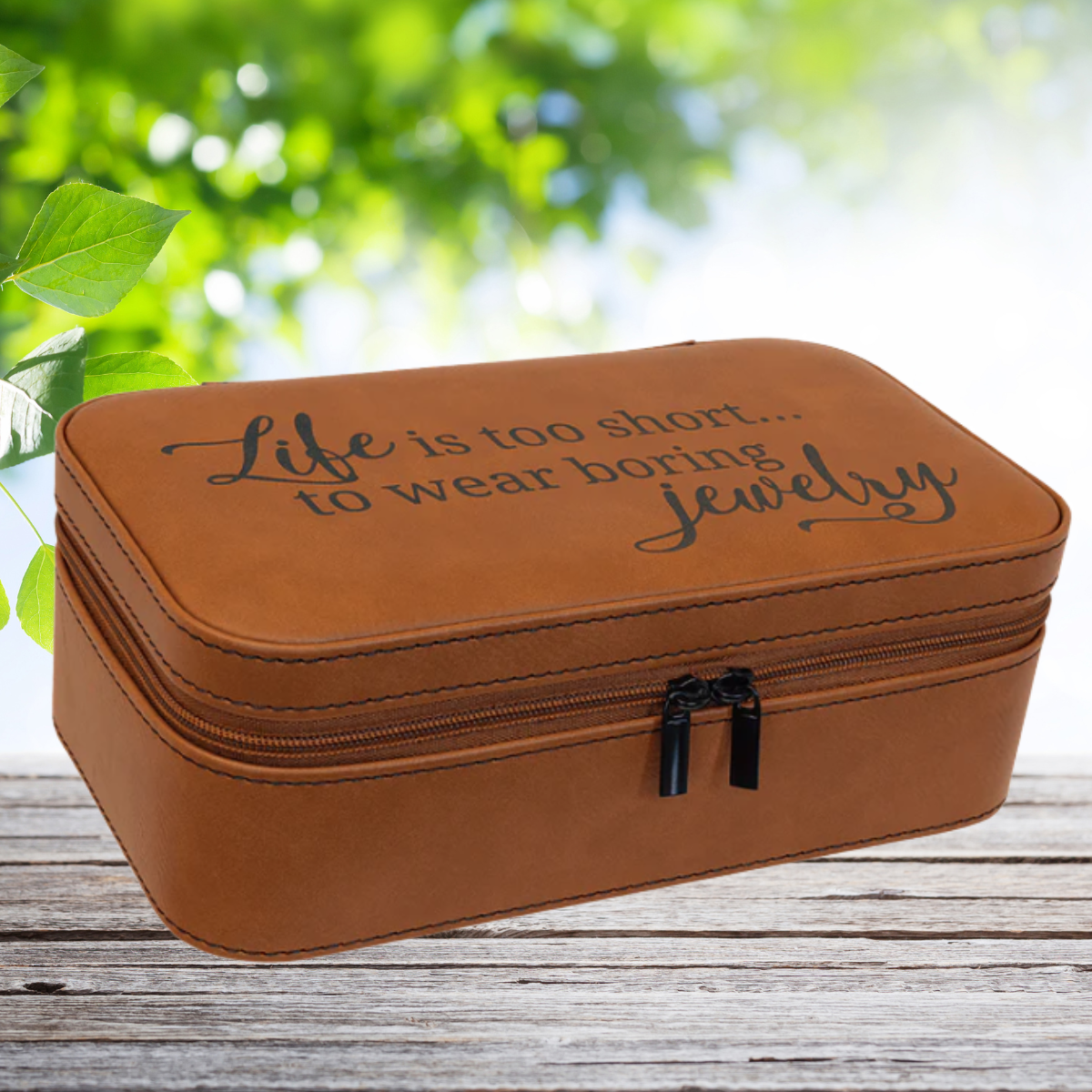 7 1/2" X 4 1/2" Dark Brown Laserable Leatherette Jewelry Box