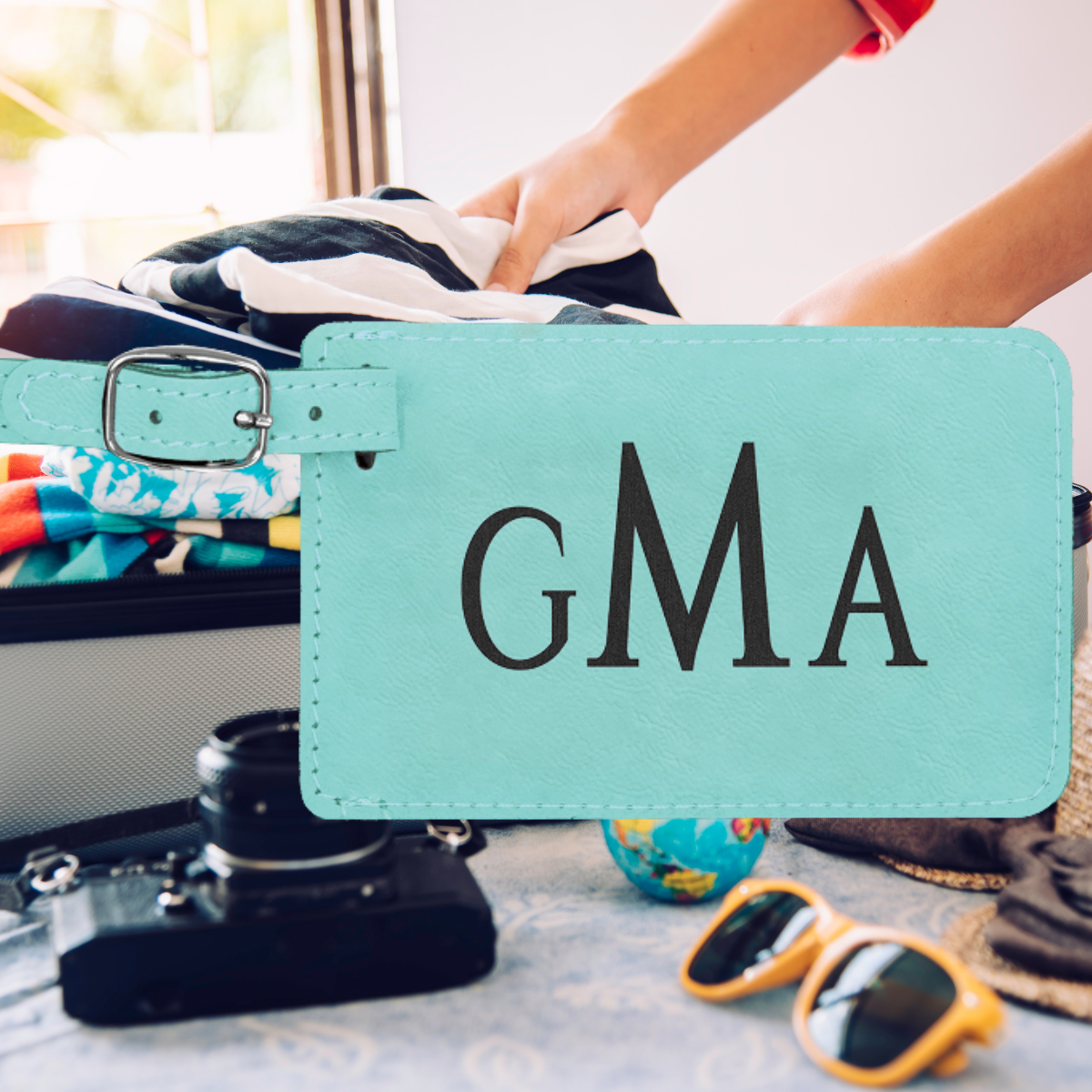 4 1/4" x 2 3/4" Laserable Leatherette Luggage Tag