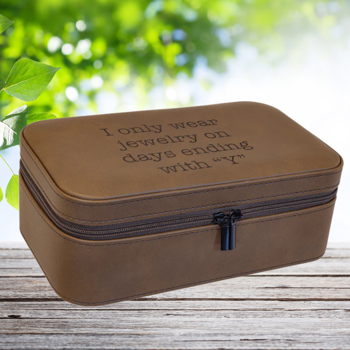 7 1/2" X 4 1/2" Dark Brown Laserable Leatherette Jewelry Box