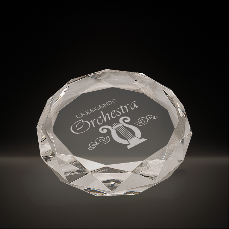 3" Crystal Clear Round Bevald Paperweight