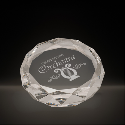 3" Crystal Clear Round Bevald Paperweight