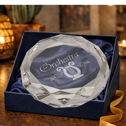 3" Crystal Clear Round Bevald Paperweight