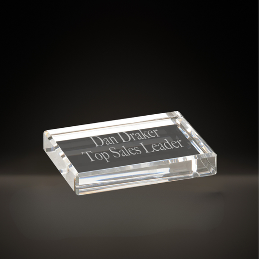 4" Crystal Clear Rectangle Paperweight