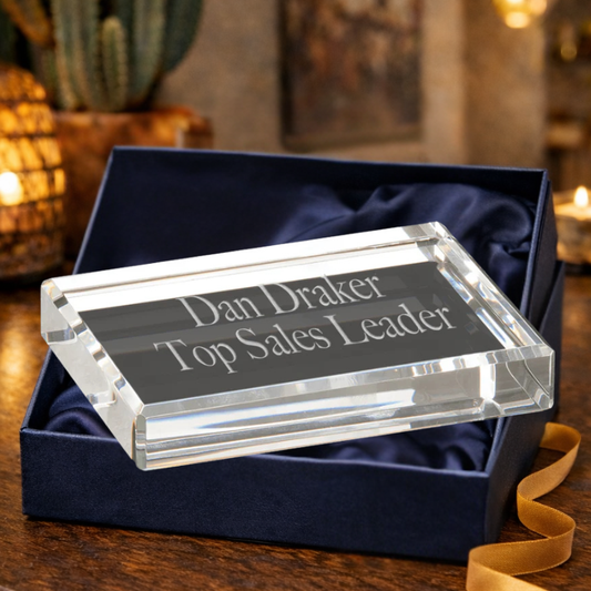 4" Crystal Clear Rectangle Paperweight