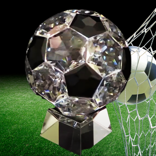7 1/2" Crystal Soccer Ball on Clear Base