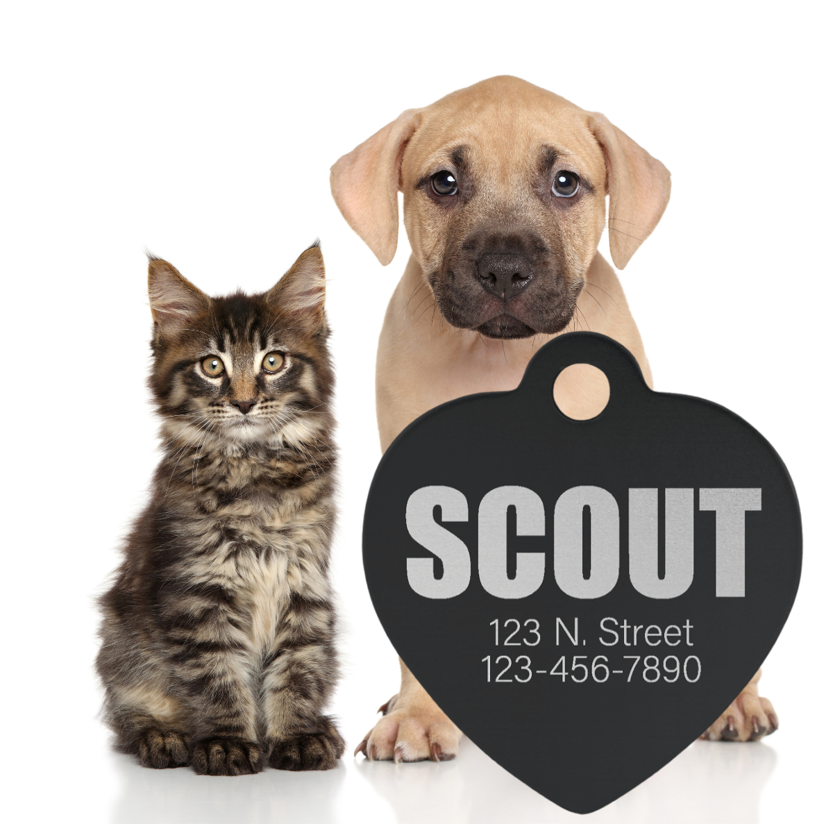 1 1/4" x 1 1/4" Laserable Anodized Aluminum Heart Pet Tag