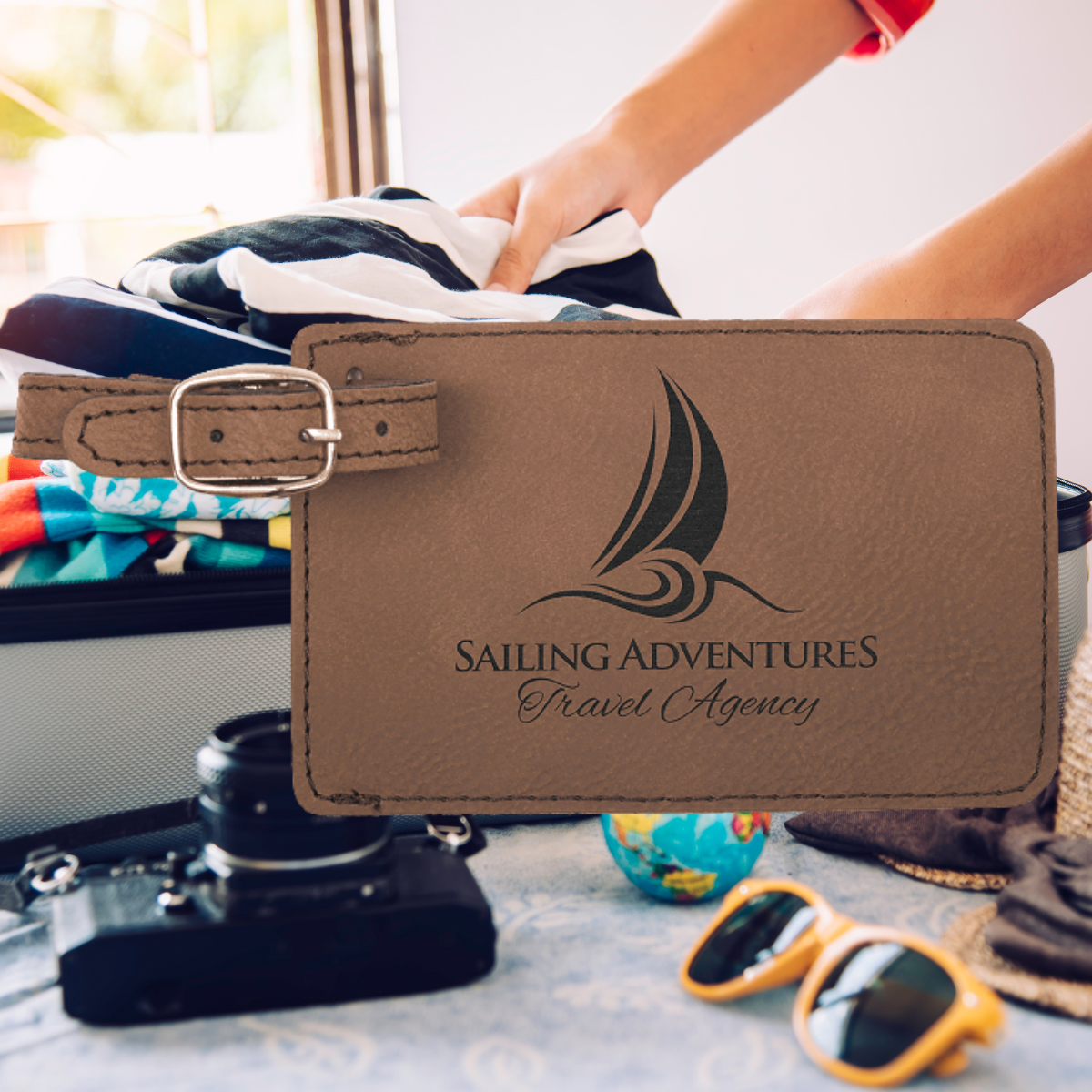 4 1/4" x 2 3/4" Laserable Leatherette Luggage Tag
