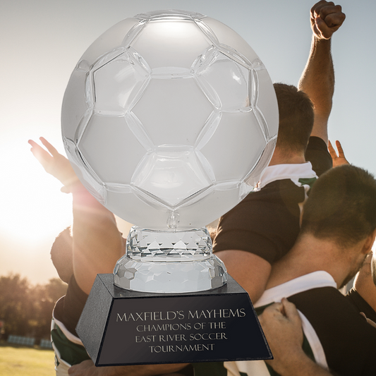 12" Glass Soccer Ball with Marble Base
