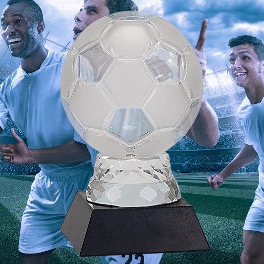 6 1/4" Glass Soccer Ball with Marble Base