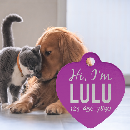 1 1/4" x 1 1/4" Laserable Anodized Aluminum Heart Pet Tag