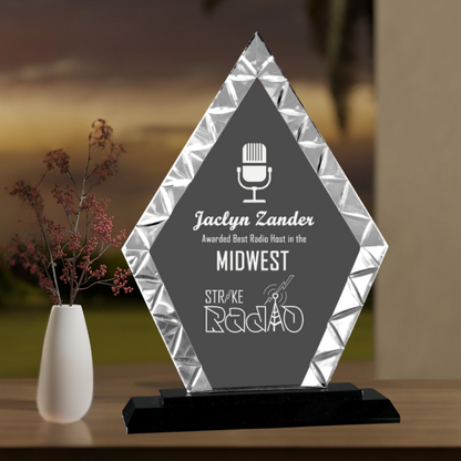 9" Diamond Accent Glass on Black Base