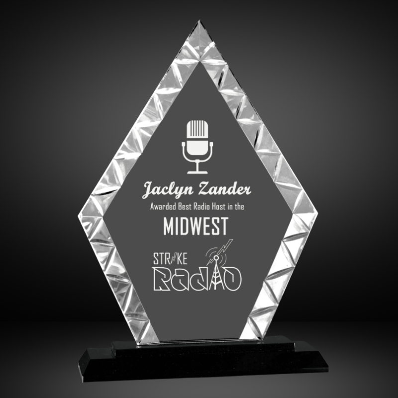 9" Diamond Accent Glass on Black Base