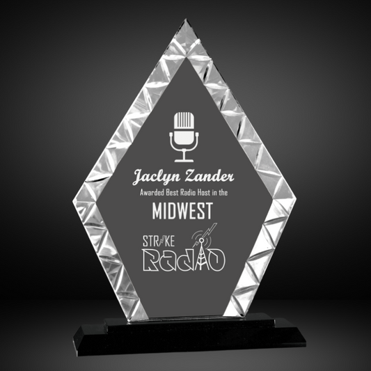 9" Diamond Accent Glass on Black Base