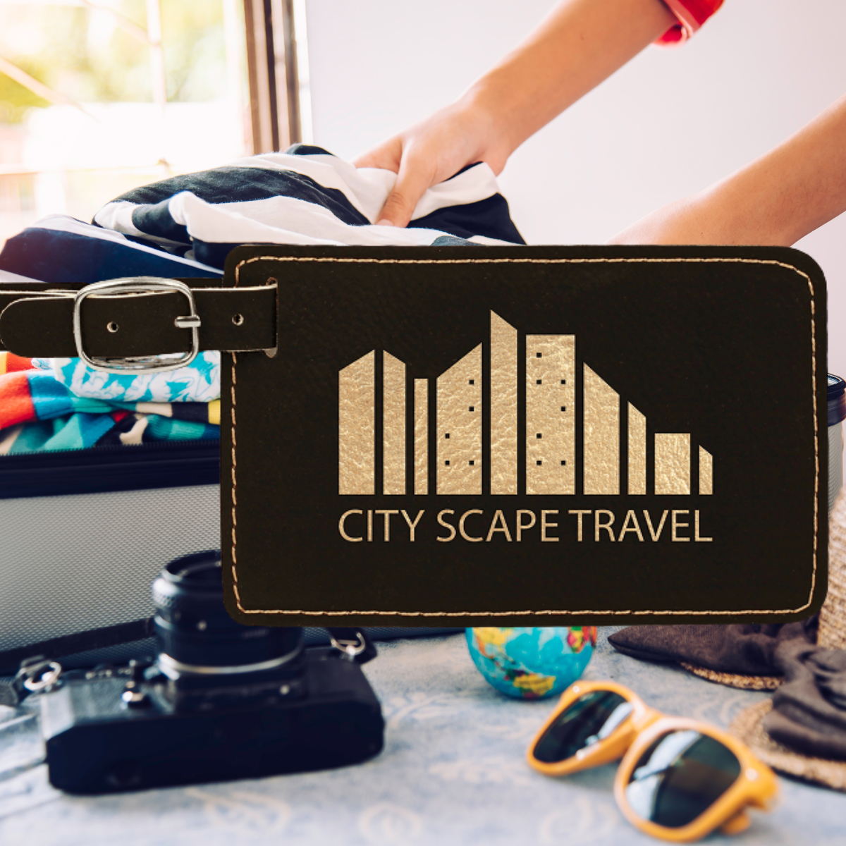 4 1/4" x 2 3/4" Laserable Leatherette Luggage Tag