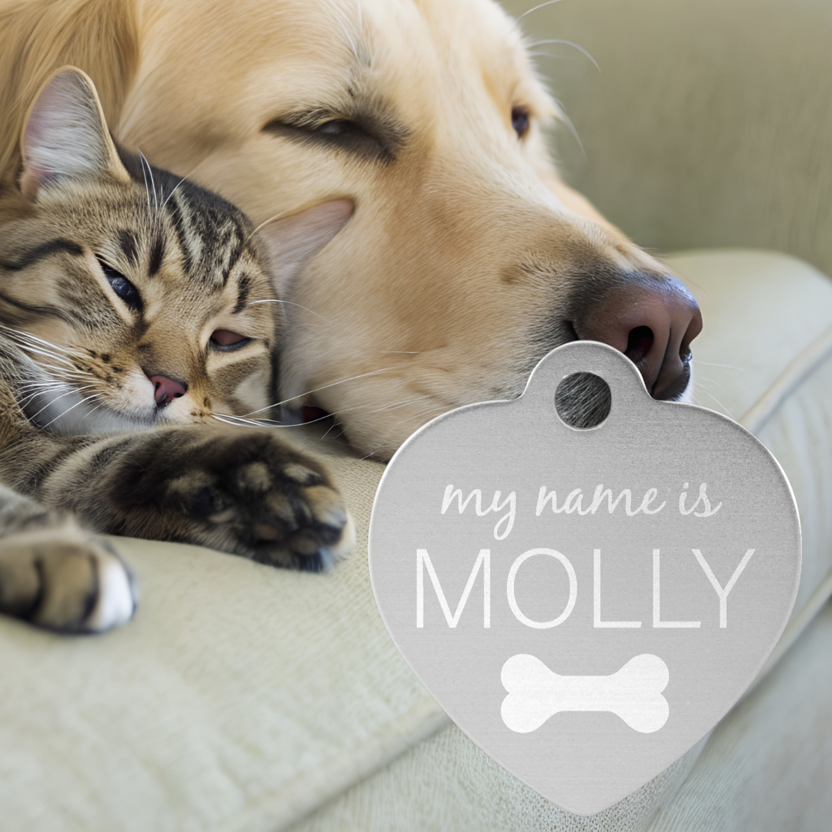 1 1/4" x 1 1/4" Laserable Anodized Aluminum Heart Pet Tag