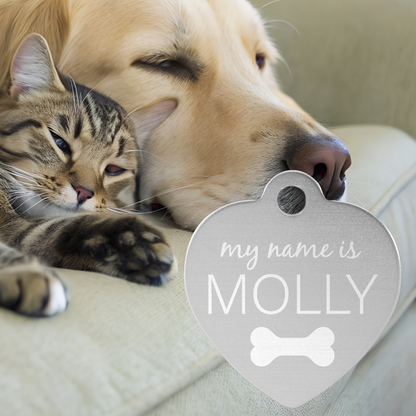 1 1/4" x 1 1/4" Laserable Anodized Aluminum Heart Pet Tag