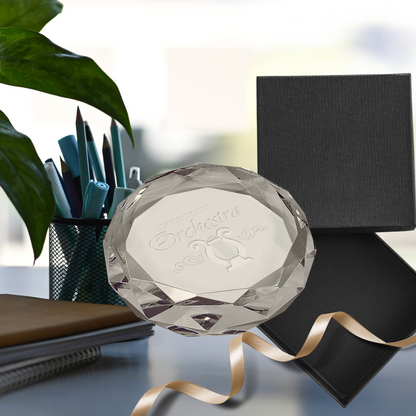 Crystal Clear Round Bevald Paperweight