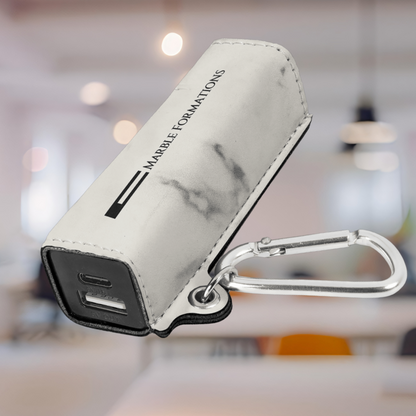 Laserable Leatherette 2200 mAh Power Bank with USB-C Cord