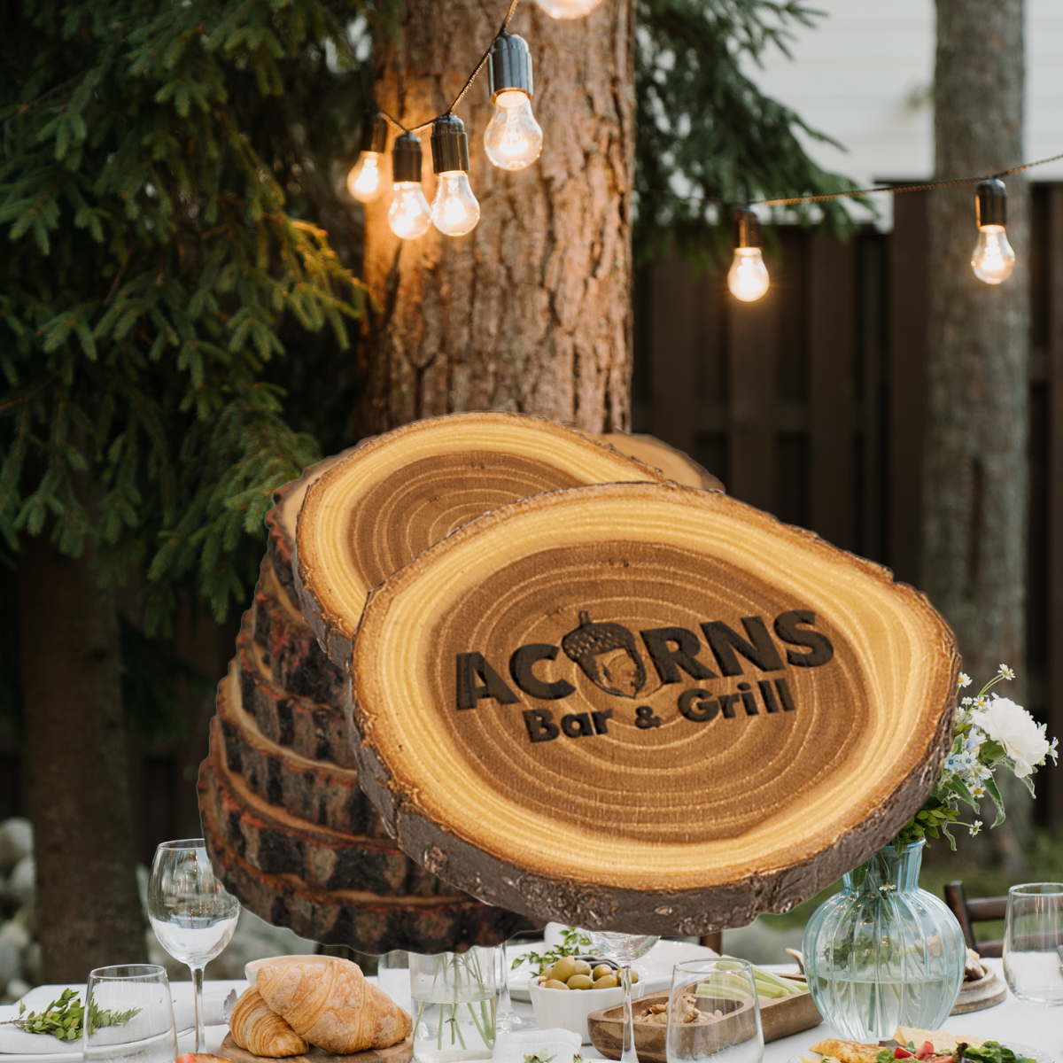 4" Old West Log Elmwood Coaster