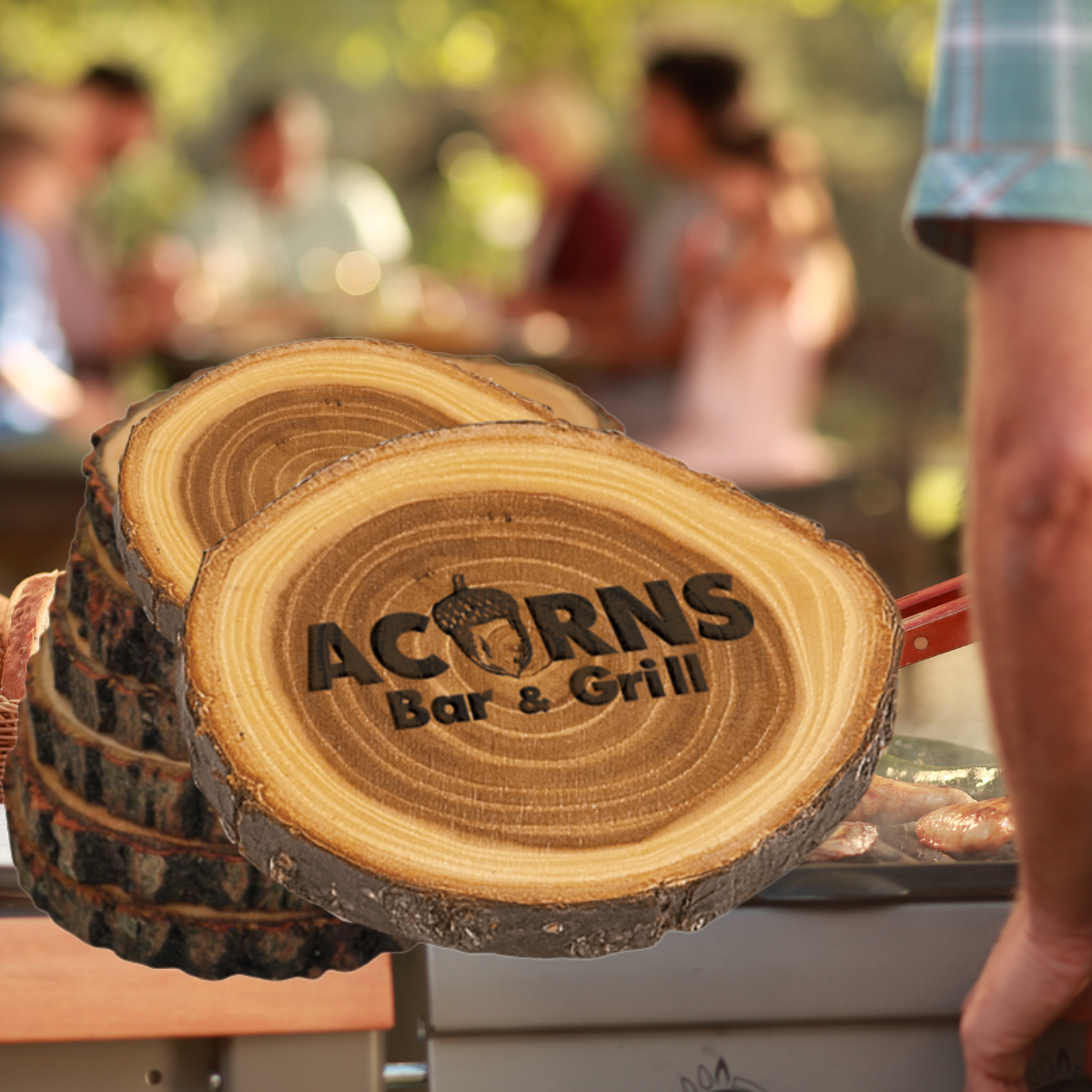 4" Old West Log Elmwood Coaster