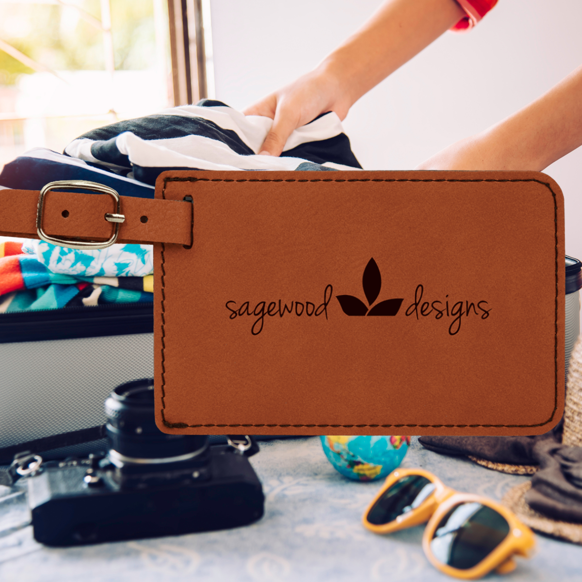4 1/4" x 2 3/4" Laserable Leatherette Luggage Tag
