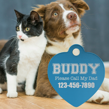 1 1/4" x 1 1/4" Laserable Anodized Aluminum Heart Pet Tag