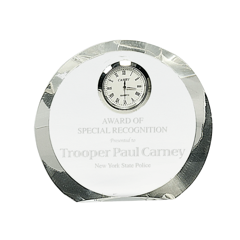 4 1/2" Clear Crystal Round with Clock