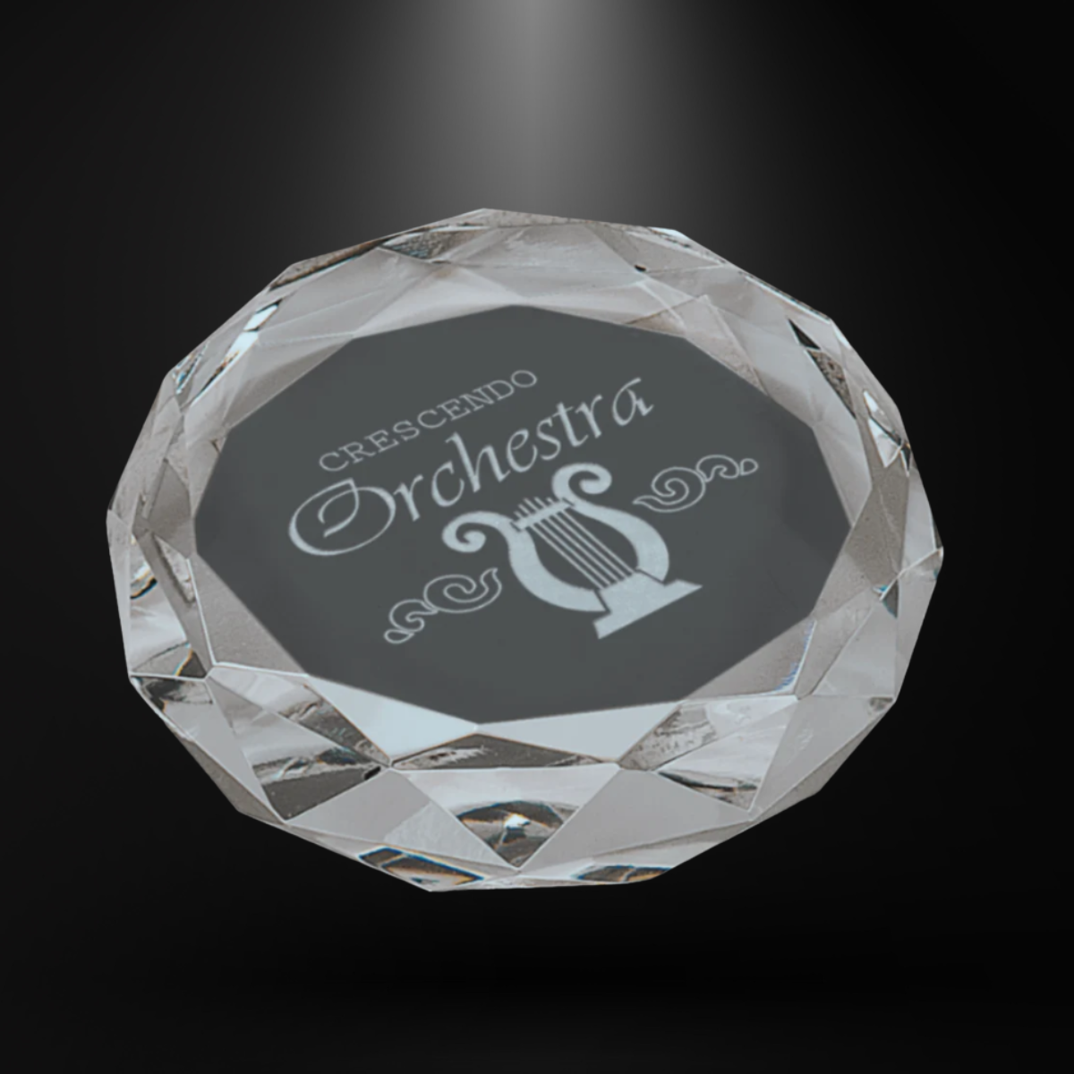 Crystal Clear Round Bevald Paperweight