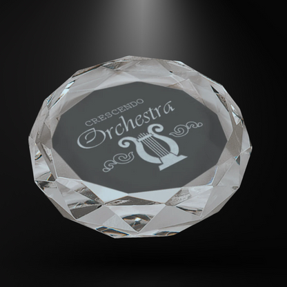 Crystal Clear Round Bevald Paperweight