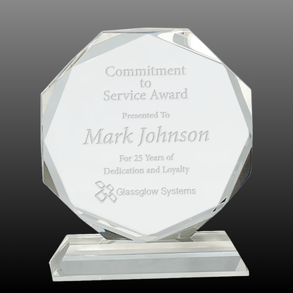 6" Clear Crystal Octagon on Clear Pedestal Base