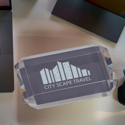 Crystal Clear Clipped Corners Rectangle Paperweight