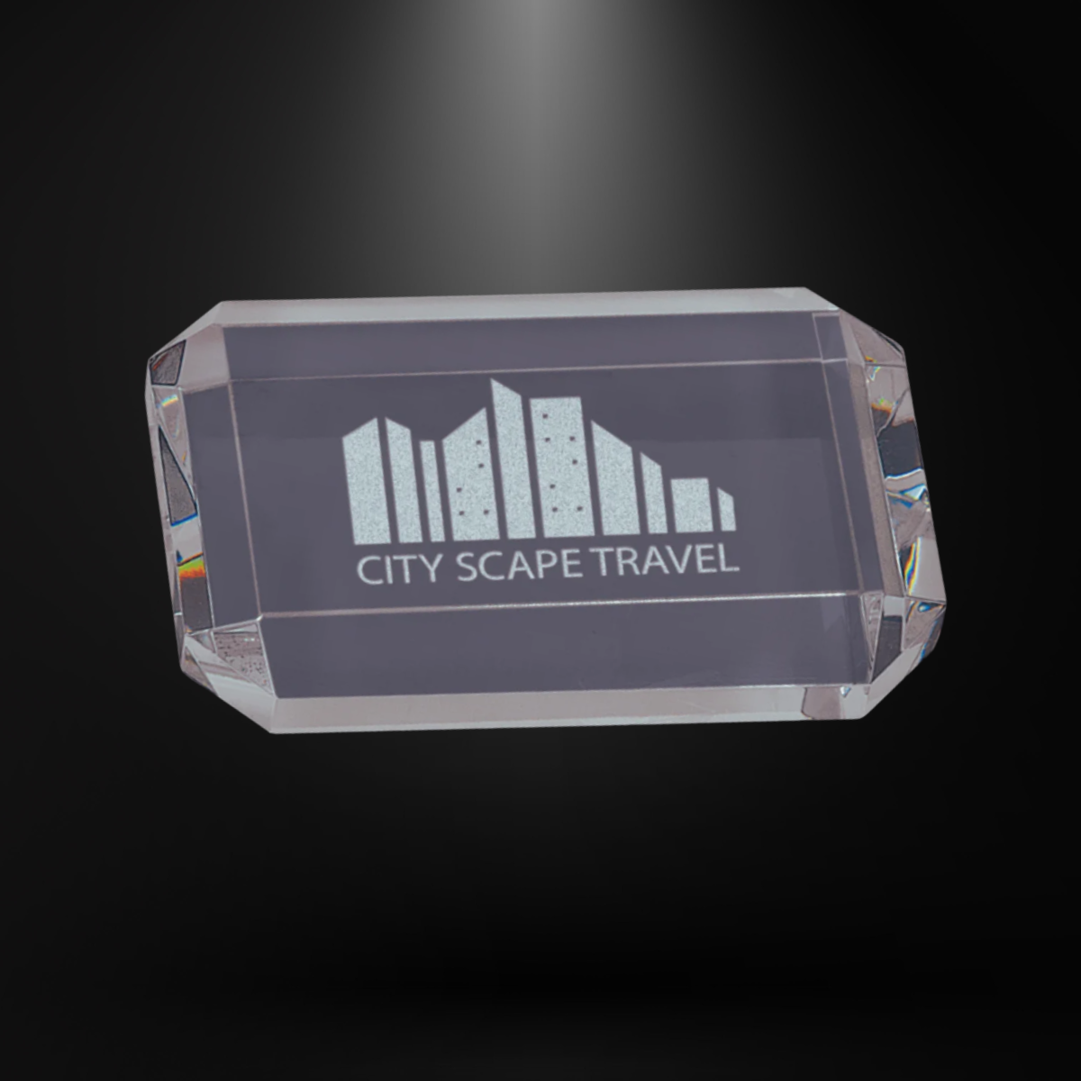 Crystal Clear Clipped Corners Rectangle Paperweight