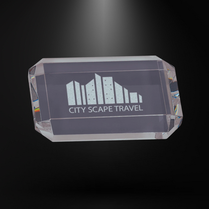 Crystal Clear Clipped Corners Rectangle Paperweight