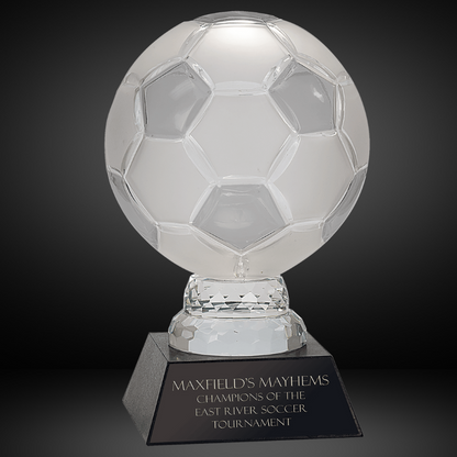 12" Glass Soccer Ball with Marble Base