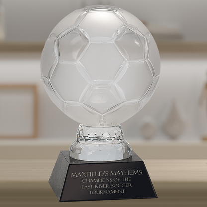 12" Glass Soccer Ball with Marble Base